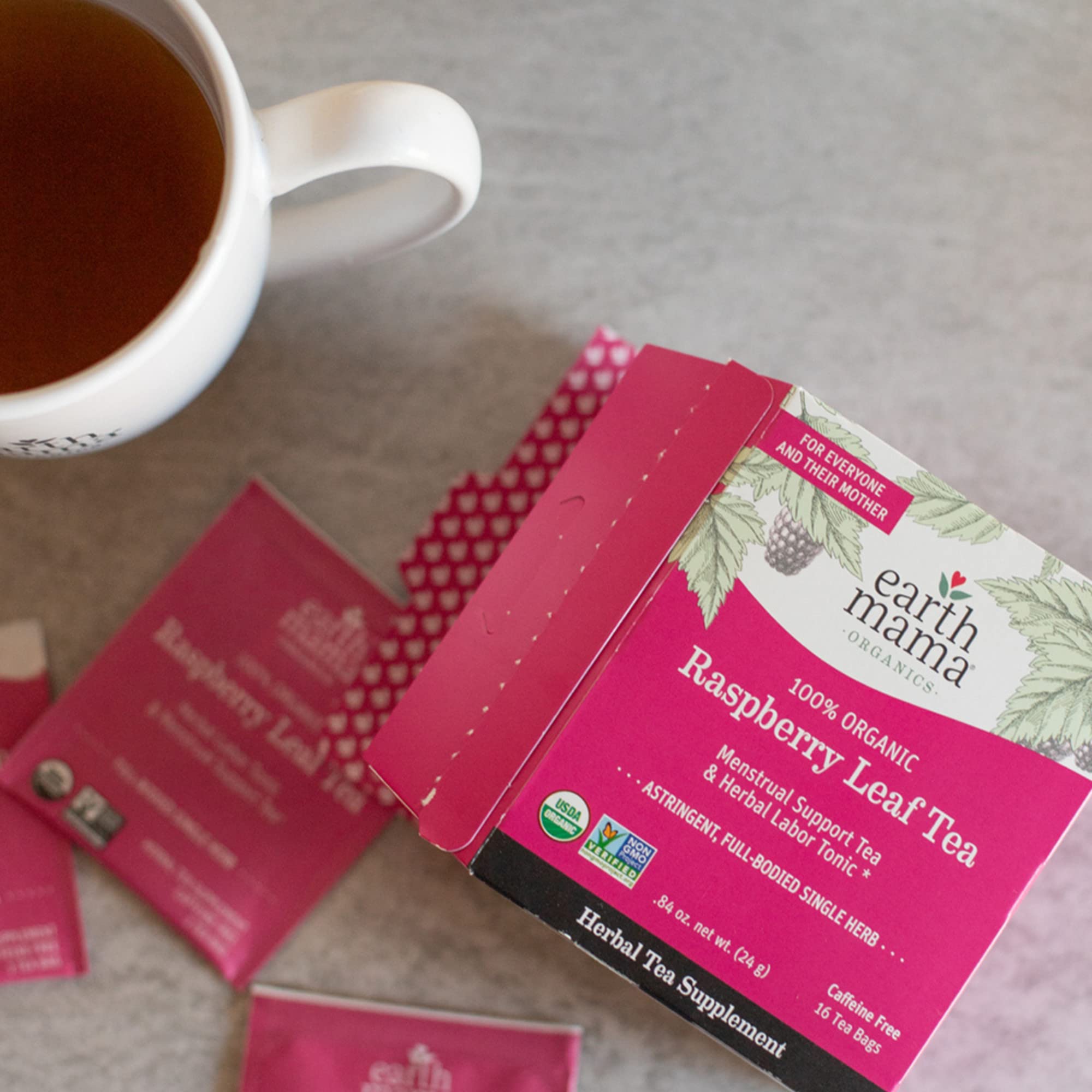 Tea infuser ready for Earth Mama Raspberry Leaf Tea preparation