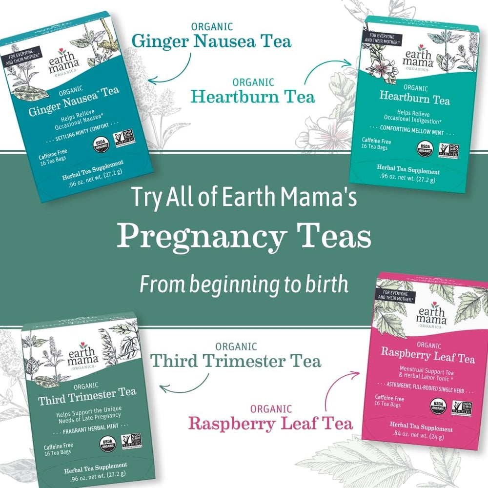 Pregnancy-safe label on Earth Mama Peaceful Tea packaging