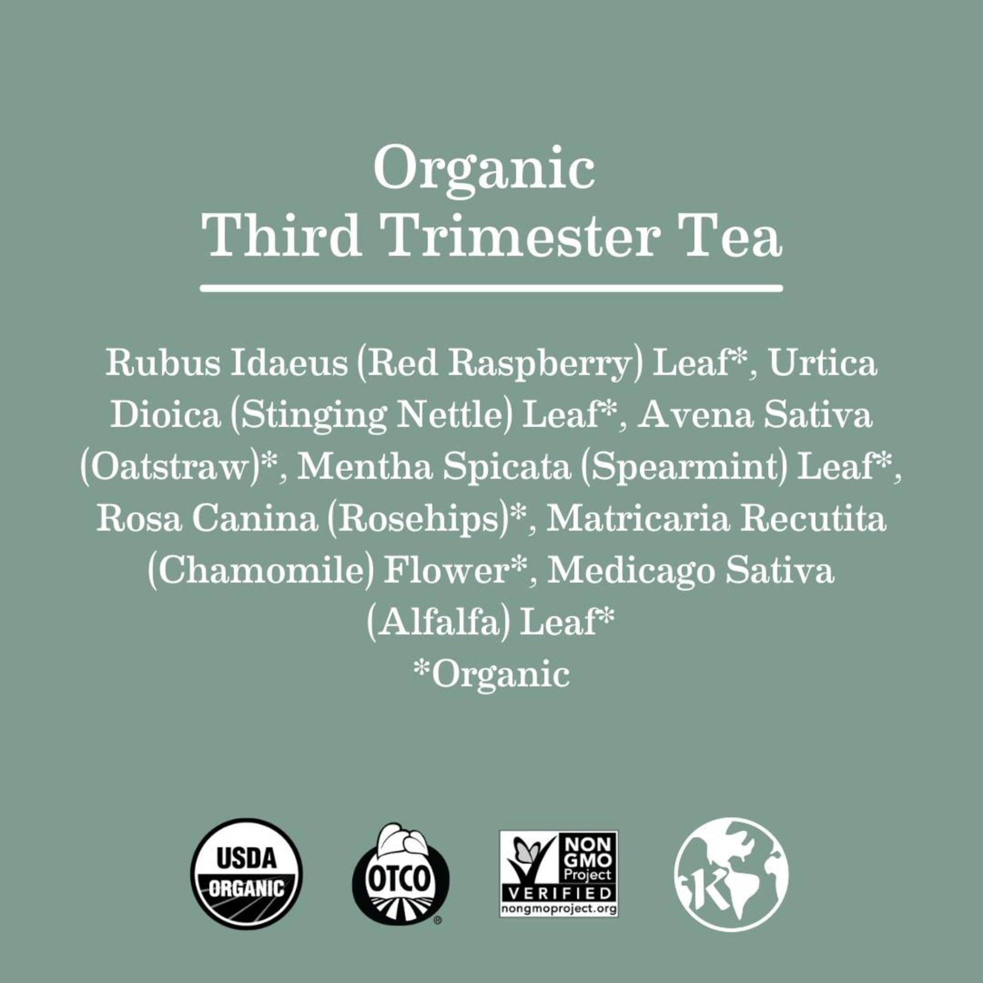 Earth Mama Organic Third Trimester Tea cup steaming with mint aroma.