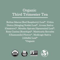 Earth Mama Organic Third Trimester Tea cup steaming with mint aroma.