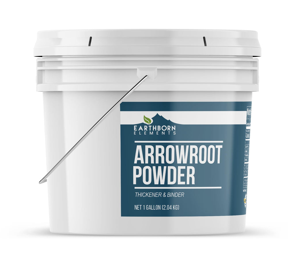 Earthborn Elements Arrowroot Powder being poured into a sauce for thickening