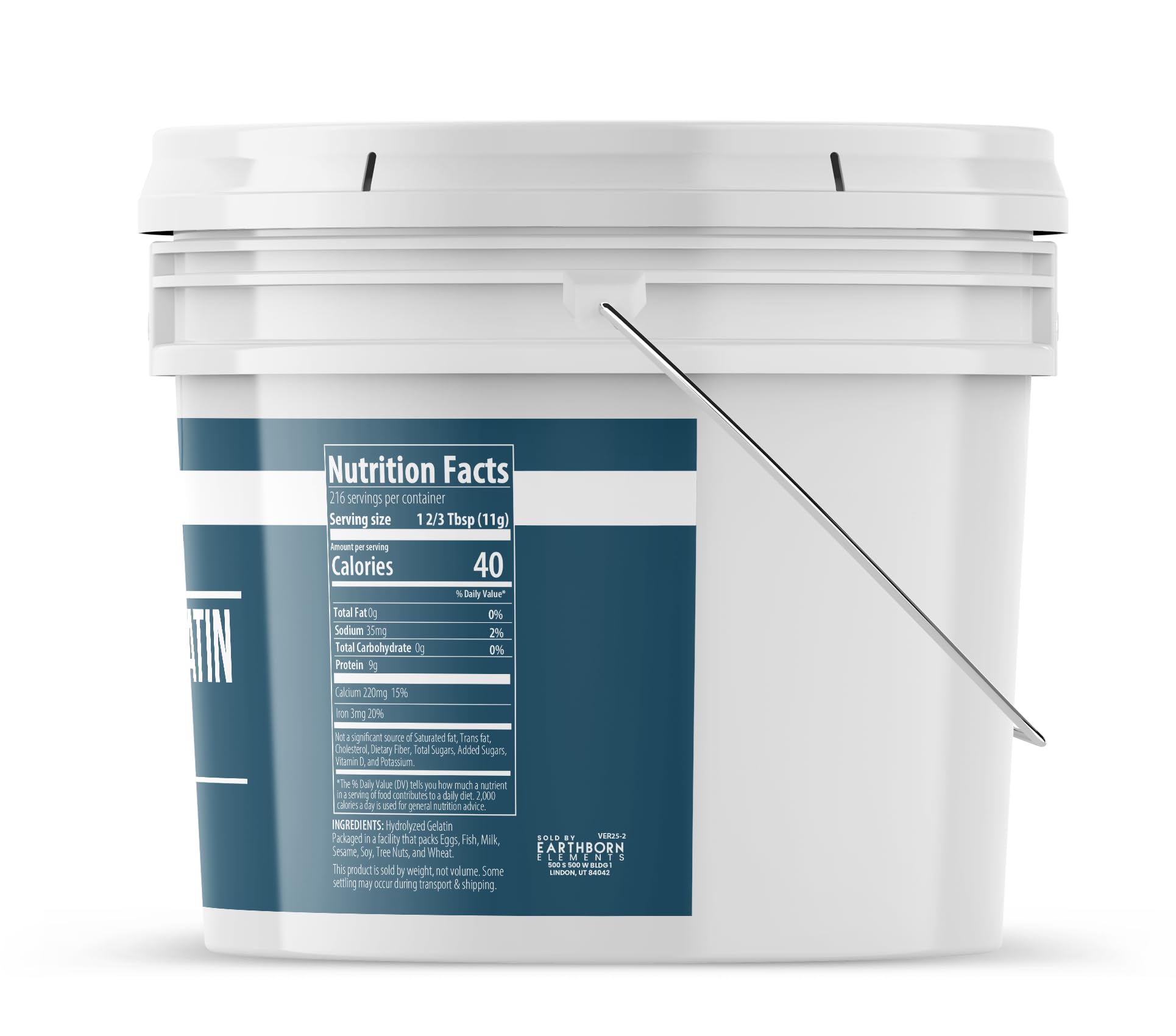Earthborn Elements Beef Gelatin Powder packaging emphasizes pure, additive-free ingredients for home cooking.