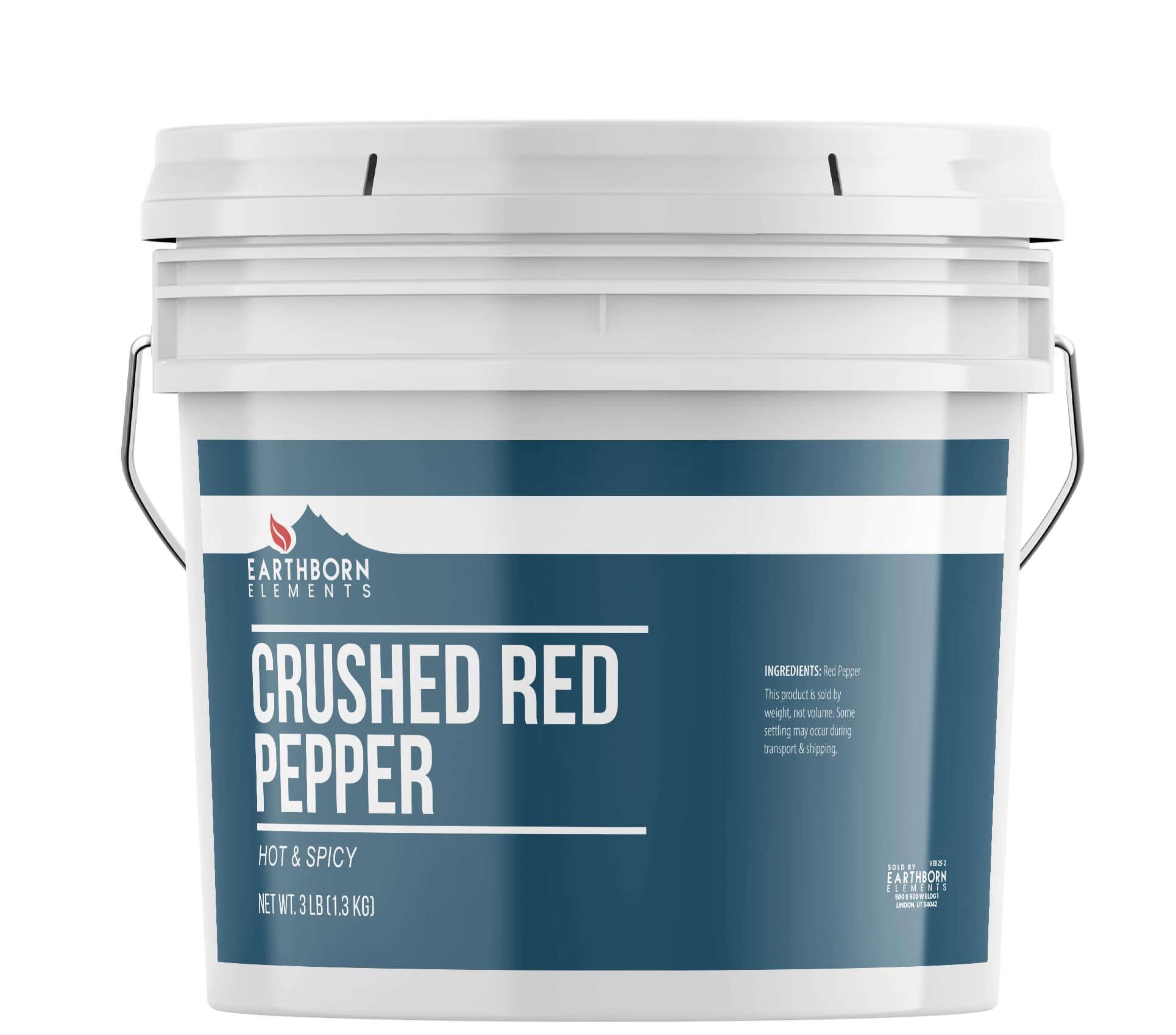 Earthborn Elements crushed red pepper flakes in a large bucket for versatile heat.