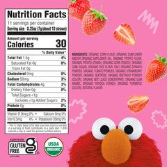 Back panel of Earth's Best Sesame Street Sweet & Veggie Straws shows organic ingredients