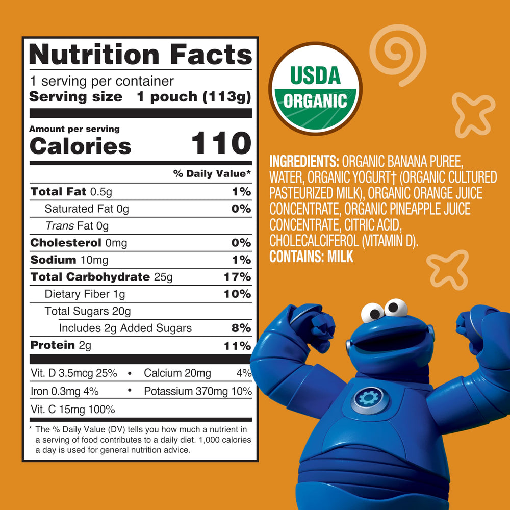 Close-up of creamy texture in Earth's Best smoothie pouch for toddlers.