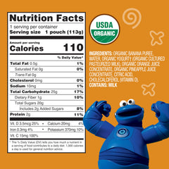 Close-up of creamy texture in Earth's Best smoothie pouch for toddlers.