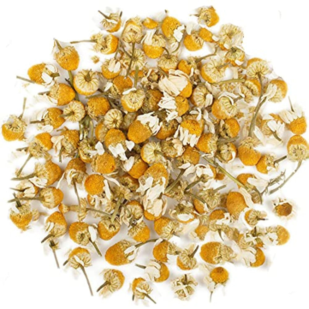 EarthWise Aromatics Organic Chamomile Flowers, whole blooms ideal for loose leaf tea.