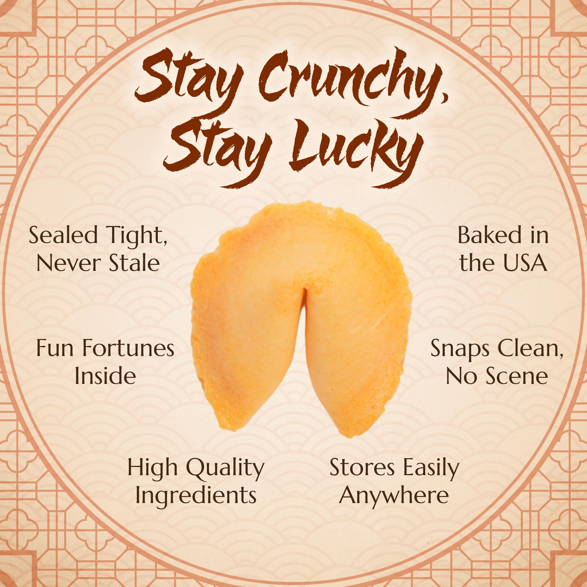 East and Else vanilla flavor crisp fortune cookies for dessert menus.