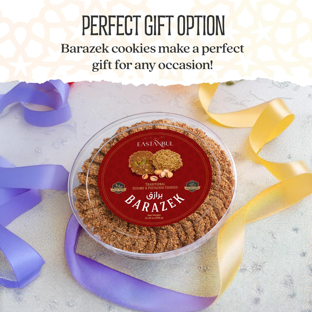 Eastanbul Barazek Pistachio Sesame Cookies Ramadan snack option amid festive treats.