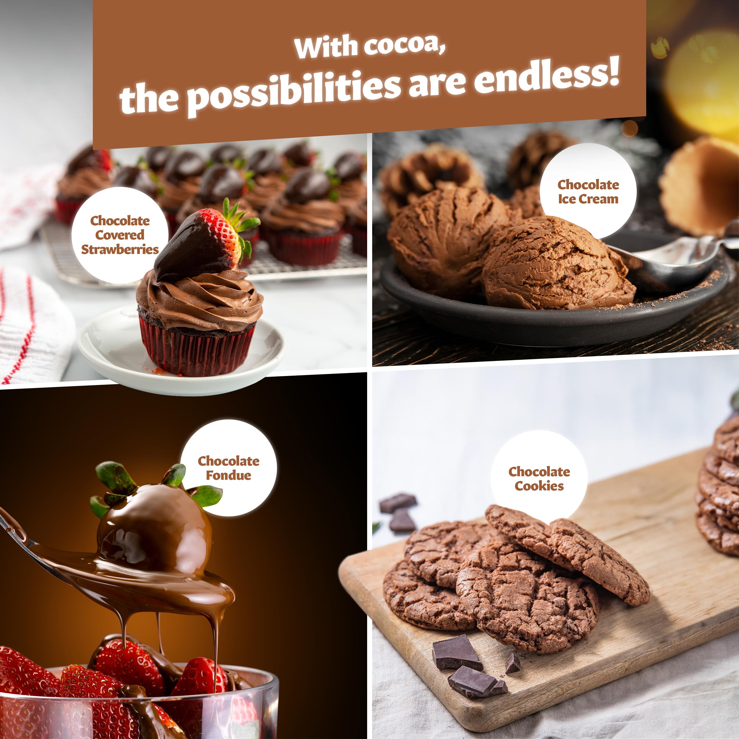 Eastanbul cacao powder in baking bowl yields rich batter.