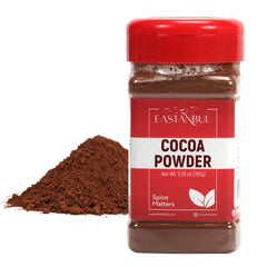 Eastanbul cacao powder bottle shows rich unsweetened cocoa for baking and smoothies.