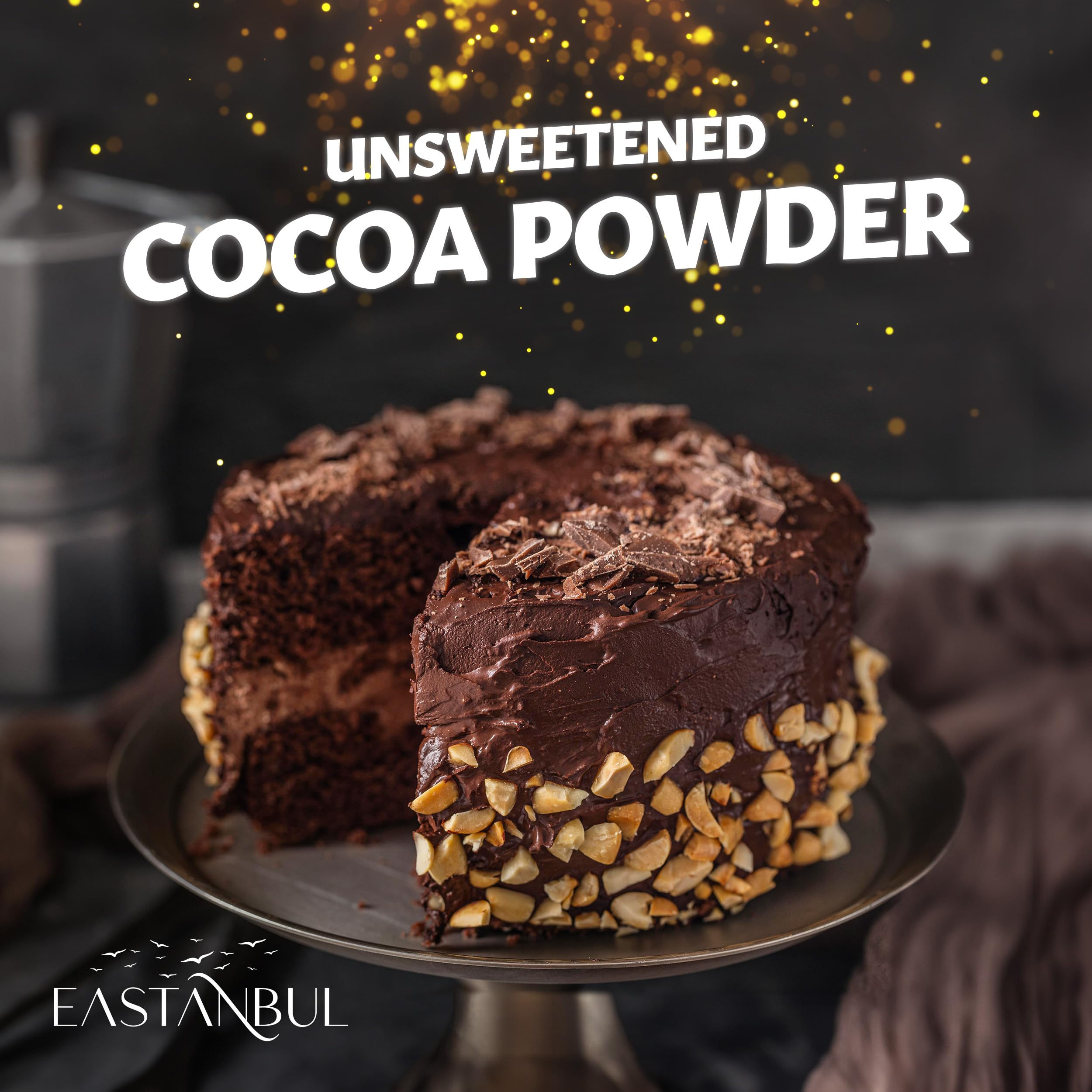 Eastanbul cacao powder steam rises from hot cocoa.