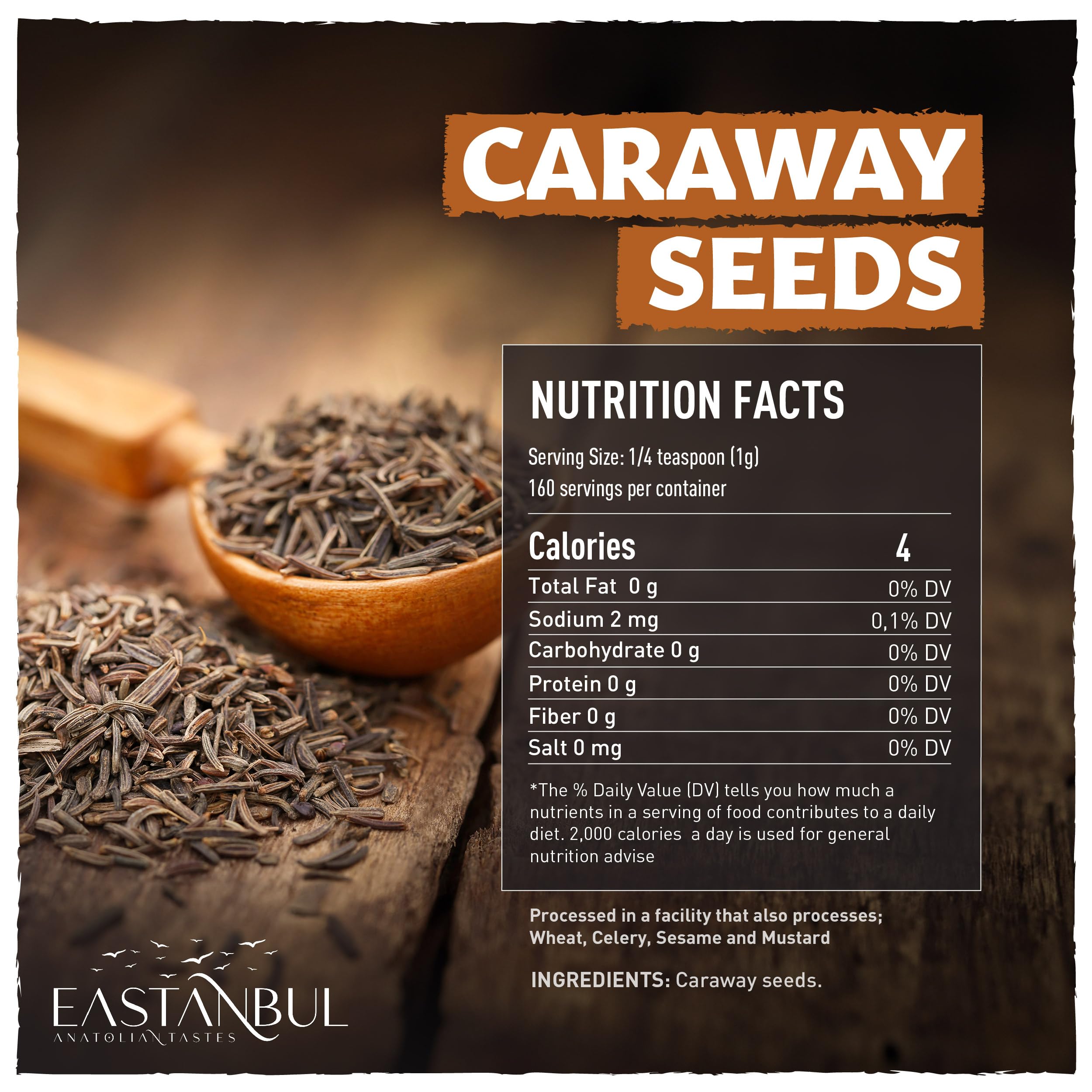 Close-up of Eastanbul caraway seeds showing texture and aroma.