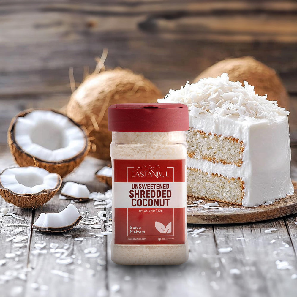 Dessert garnish using Eastanbul shredded coconut aroma.