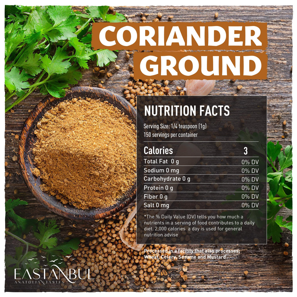 Eastanbul coriander ground powder jar highlights premium ingredients for sauces.