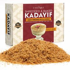 Eastanbul crushed kataifi for pudding topping offers crisp texture and rich flavor when layered.