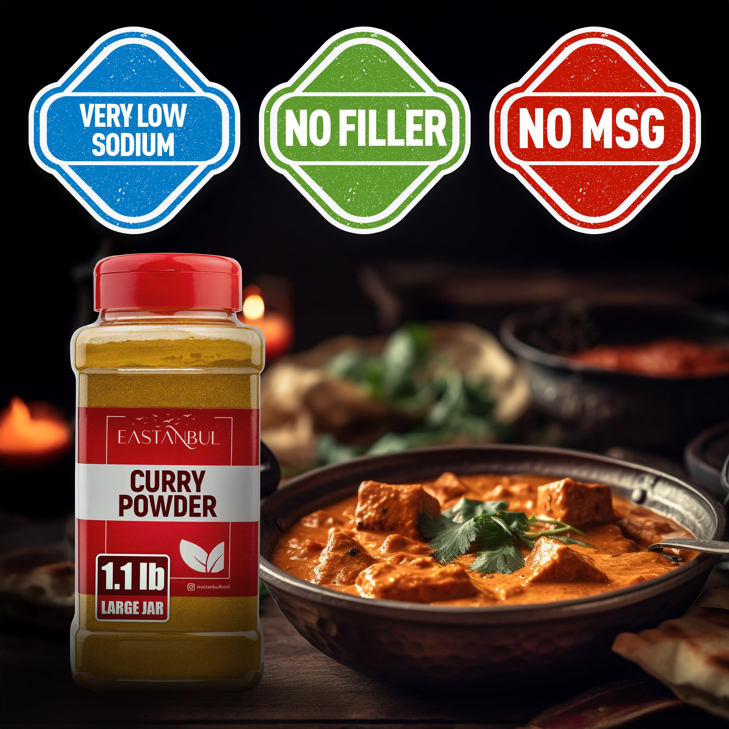 Eastanbul curry powder label closeup highlighting natural ingredients