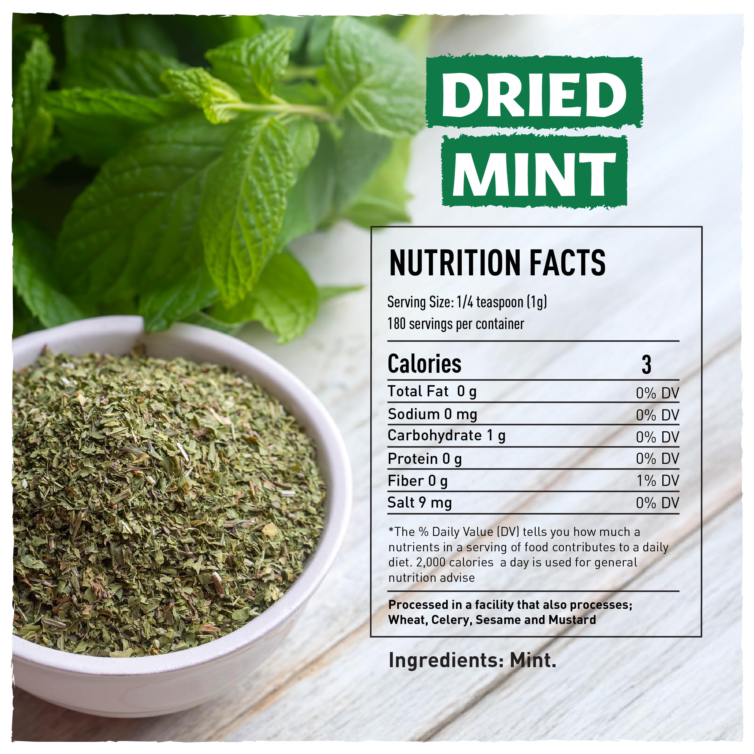 Close-up of Eastanbul dried mint texture for rich flavor in marinades