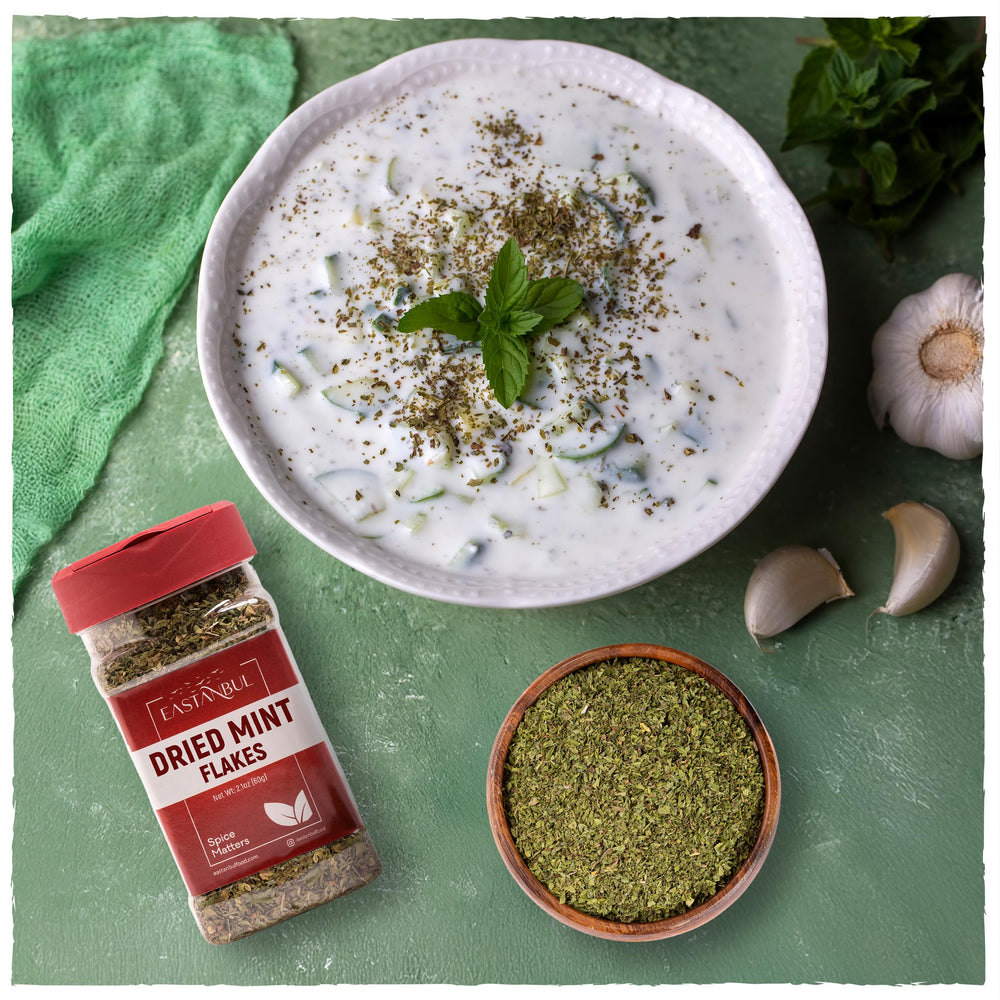 Eastanbul dried mint in Mediterranean dish composition