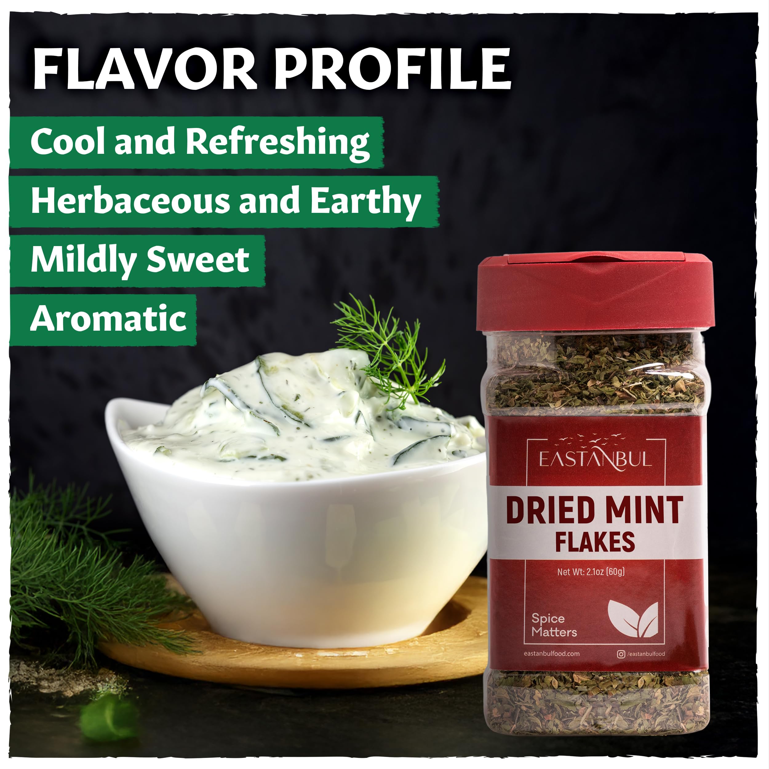 Eastanbul dried mint in yogurt dip scene for fresh tang