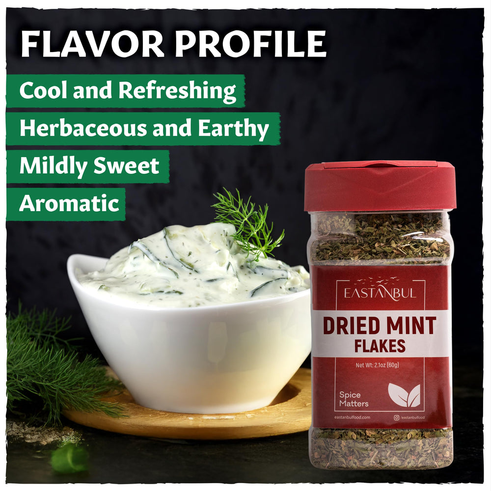 Eastanbul dried mint in yogurt dip scene for fresh tang