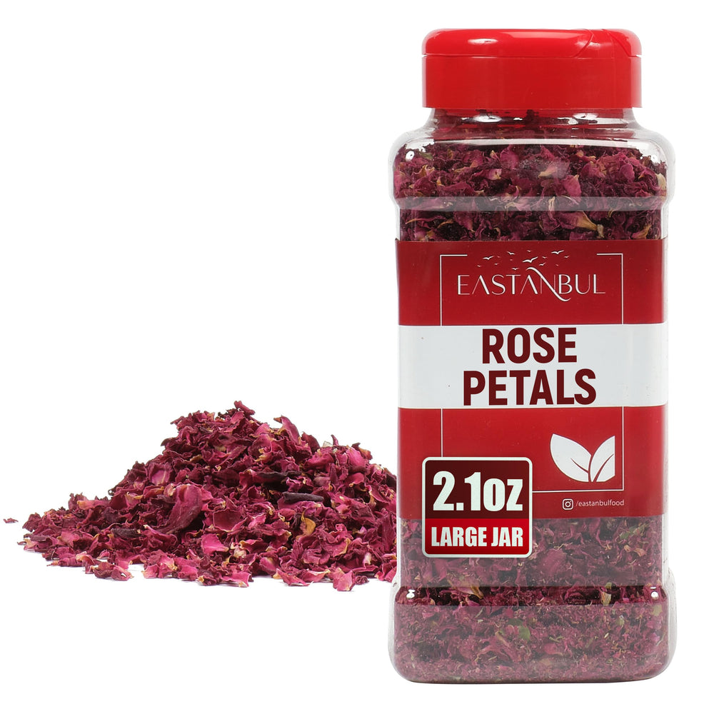Eastanbul dried rose petals in bottle packaging preserve color and aroma.