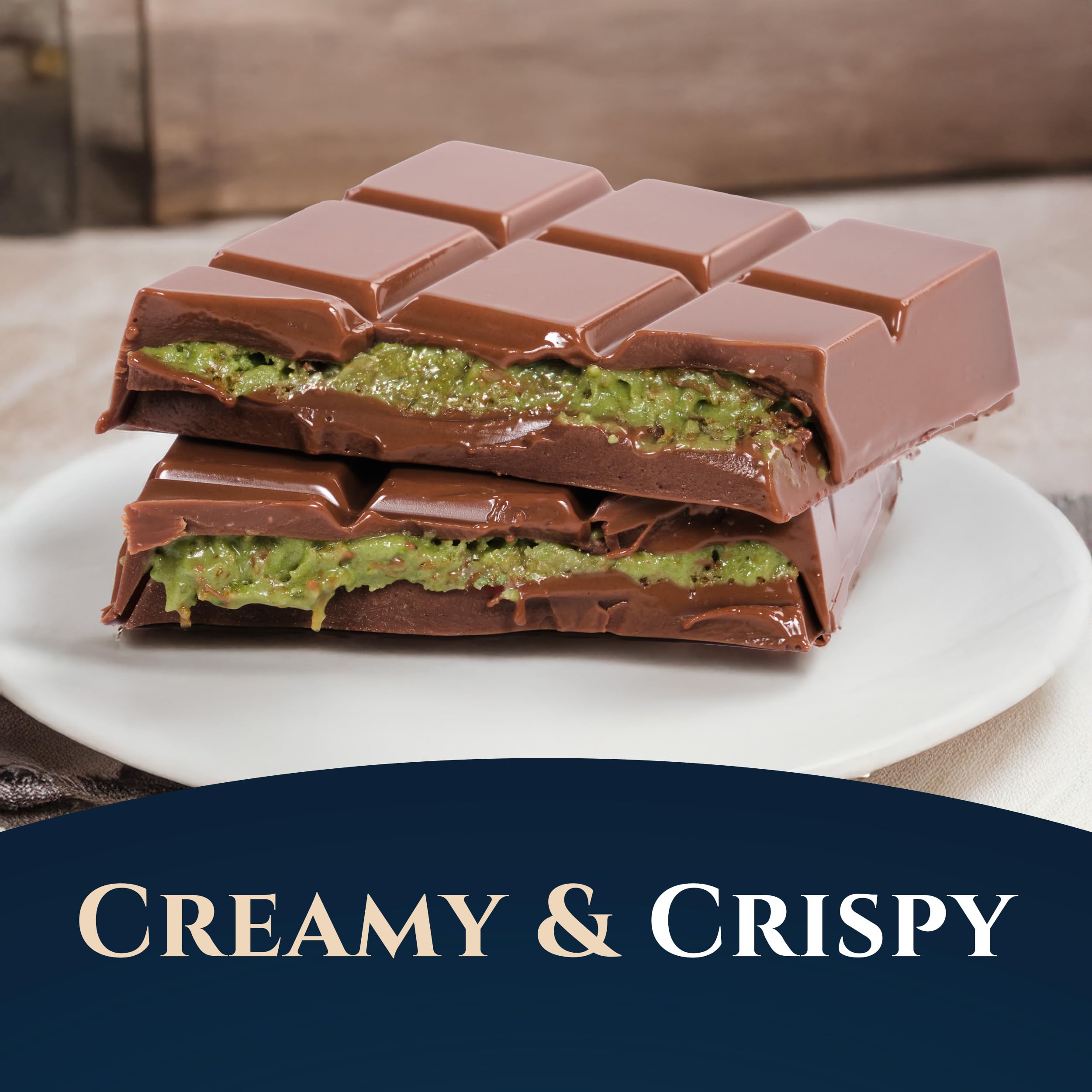 Eastanbul Dubai Pistachio Chocolate Bar bar in hand highlights premium gifting potential.