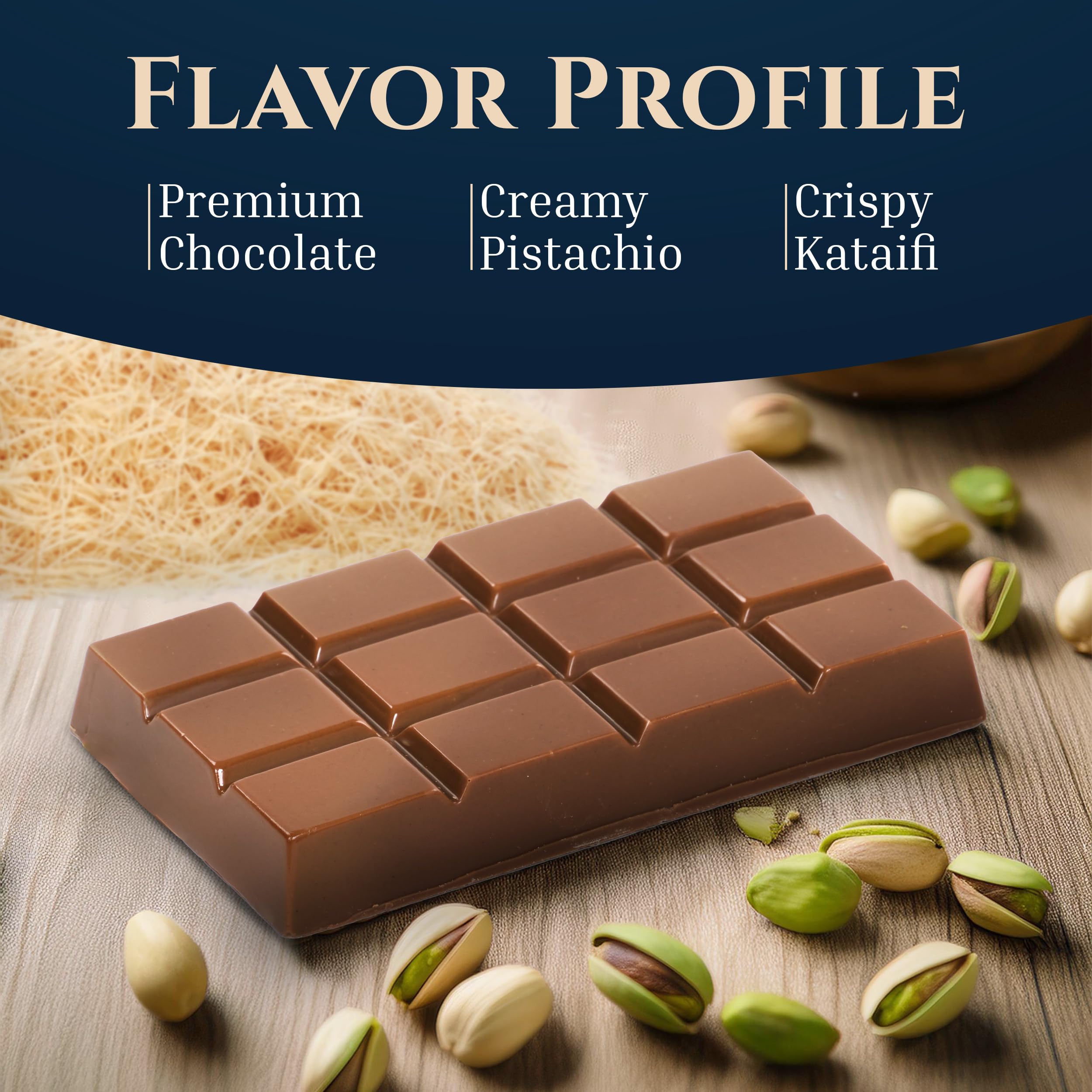 Eastanbul Dubai Chocolate Bar Pistachio pistachio cream close-up, luxurious dessert