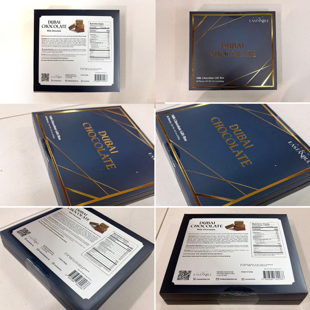 Eastanbul Dubai Chocolate Bar Pistachio display for sharing as a premium treat.
