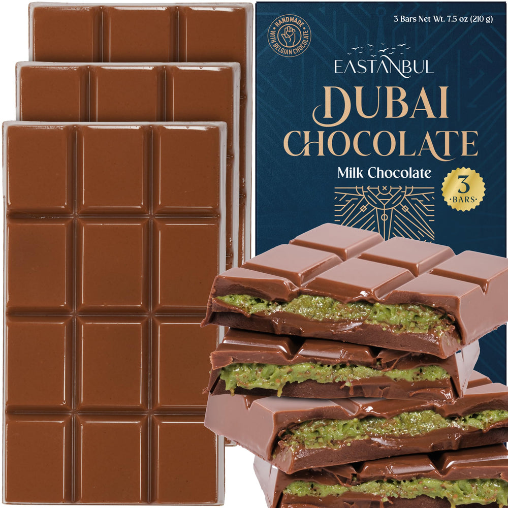 Eastanbul Dubai Chocolate Bar Pistachio packaging display, premium gifting