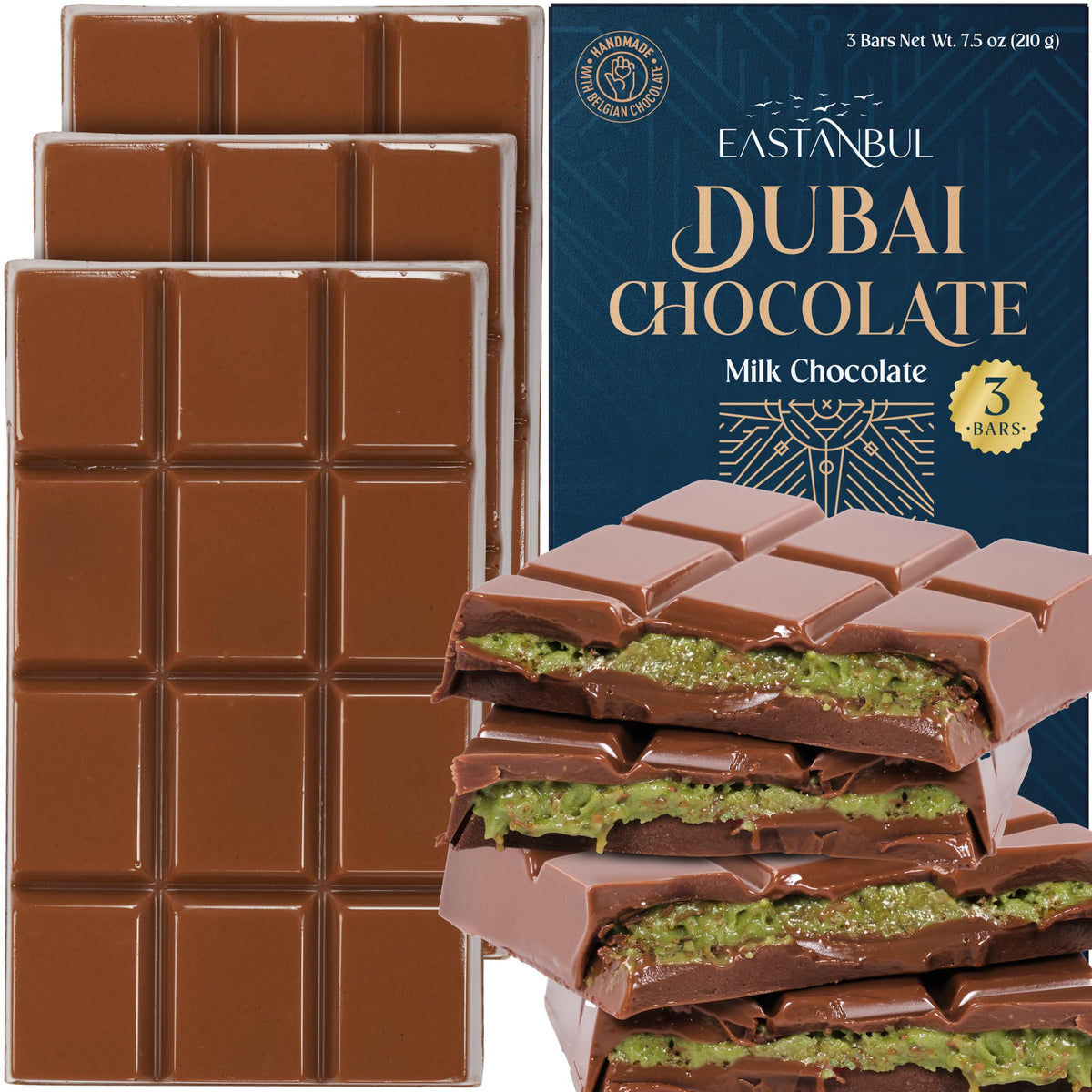 Eastanbul Dubai Chocolate Bar Pistachio packaging display, premium gifting