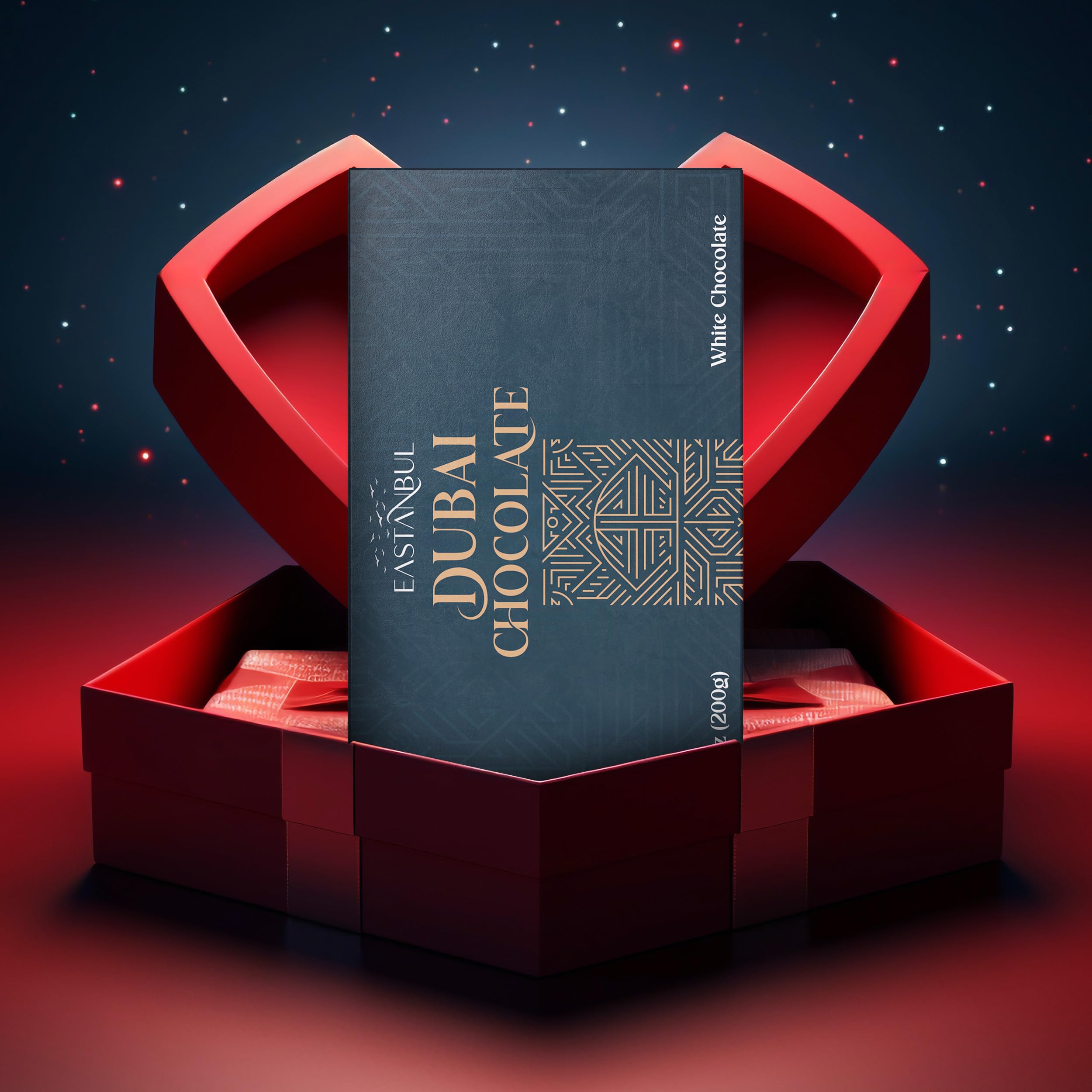 Eastanbul Dubai Chocolate Bar Wrapper Close-Up, gift-ready presentation appeals to dessert lovers.