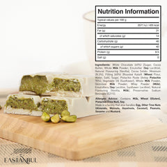 Eastanbul Dubai Pistachio Bar Gift Box, elegant packaging ideal for gifting occasions.
