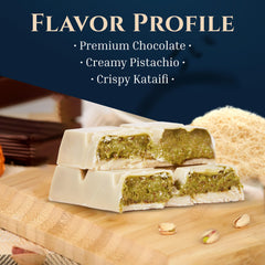 Eastanbul Dubai Pistachio Bar Kataifi Crunch, crisp shredded filo adds luxurious texture.