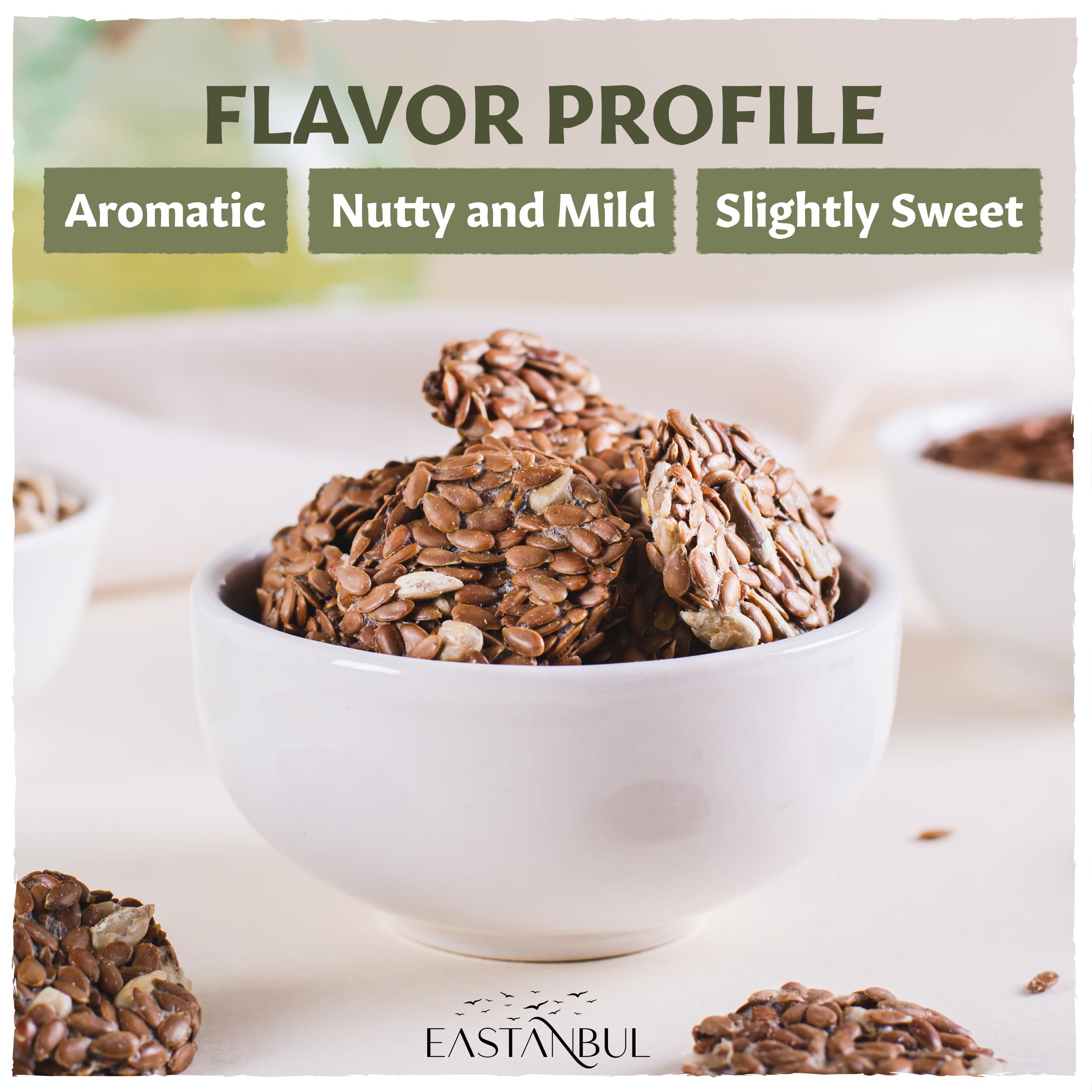 Eastanbul flax seed ground in bowl, ready for baking or smoothies