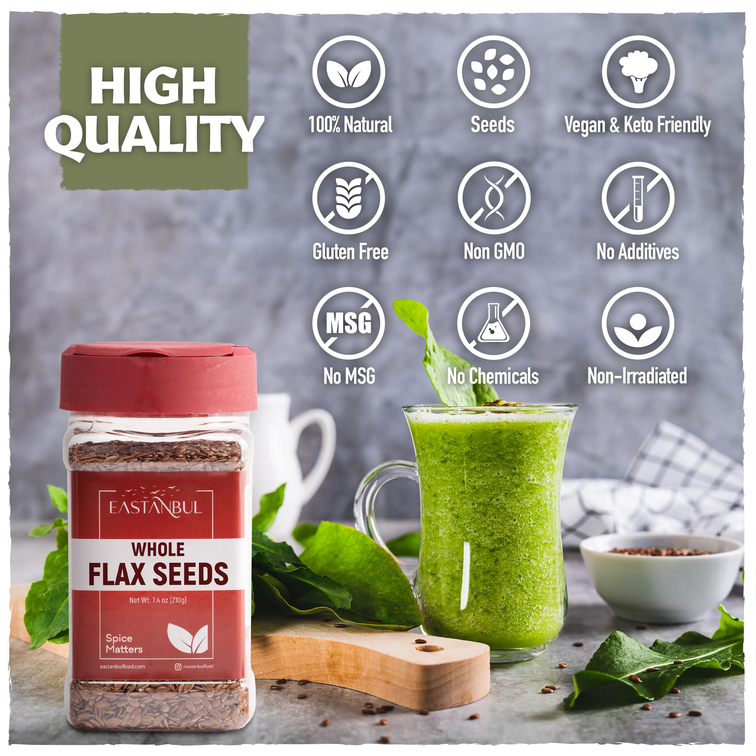 Eastanbul flax seed in smoothie, blending for nutrition and texture
