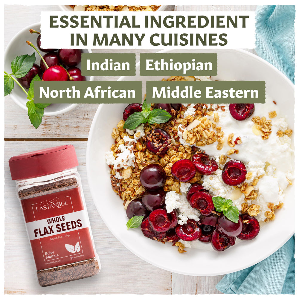 Eastanbul flax seed in yogurt, a fiber-rich topping