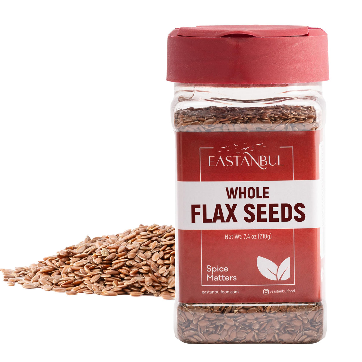 Eastanbul flax seed package shot showing whole seeds ideal for fiber-boosting recipes