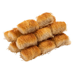 Eastanbul Kataifi rolls: twisted dough closeup highlighting delicate strands for authentic dessert texture