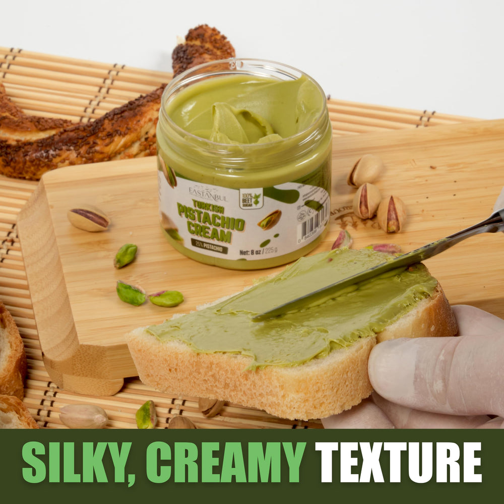 Eastanbul Pistachio Cream allergen label: pistachios and milk presence
