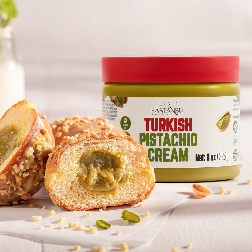 Eastanbul Pistachio Cream served on a dessert plate.