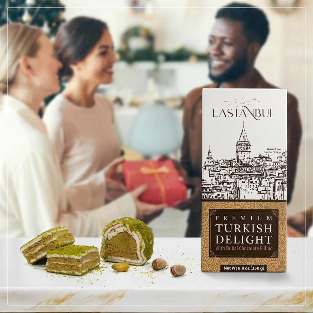 Eastanbul pistachio dust coating showcases nutty aroma.