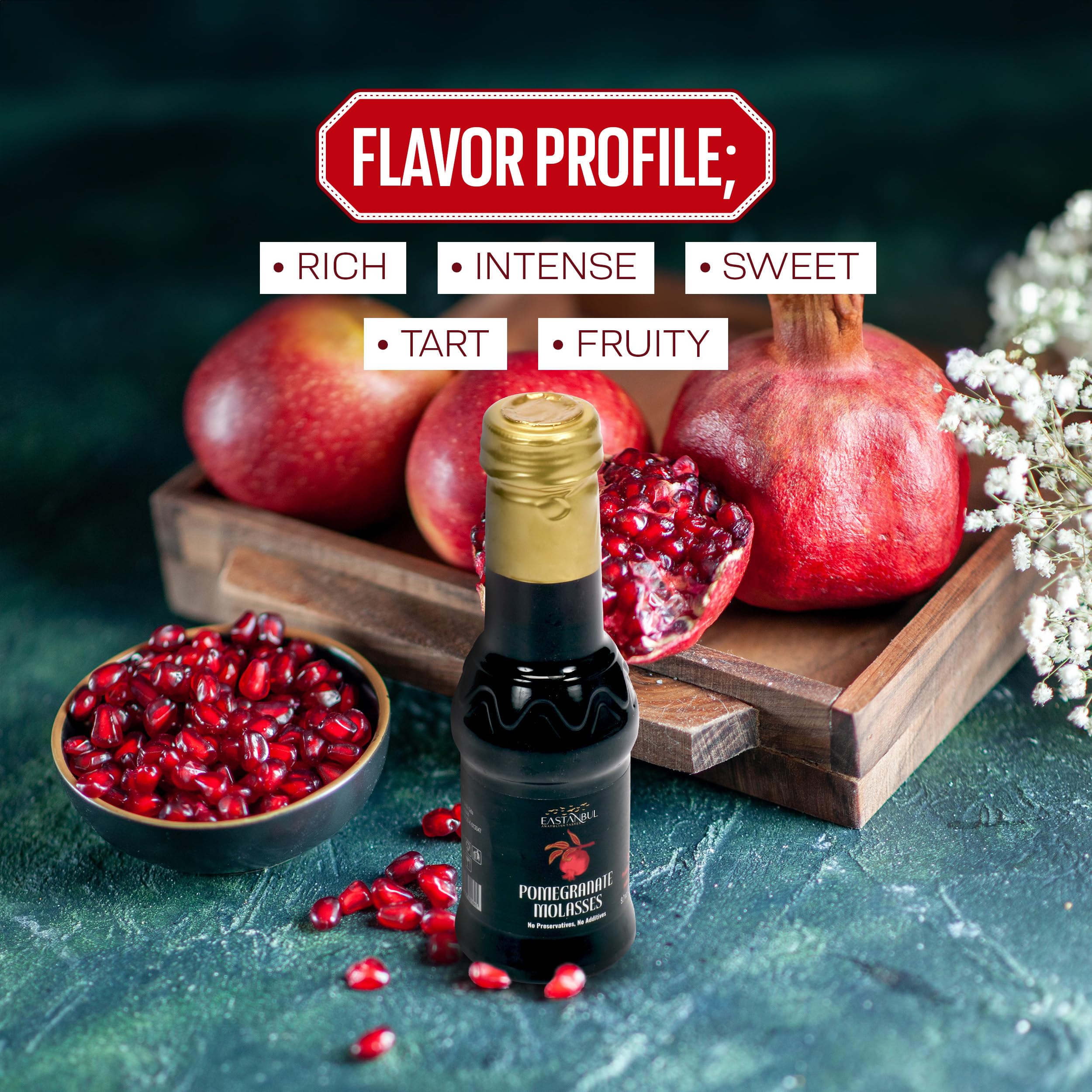 Eastanbul Pomegranate Molasses dessert sauce with tangy-sweet notes