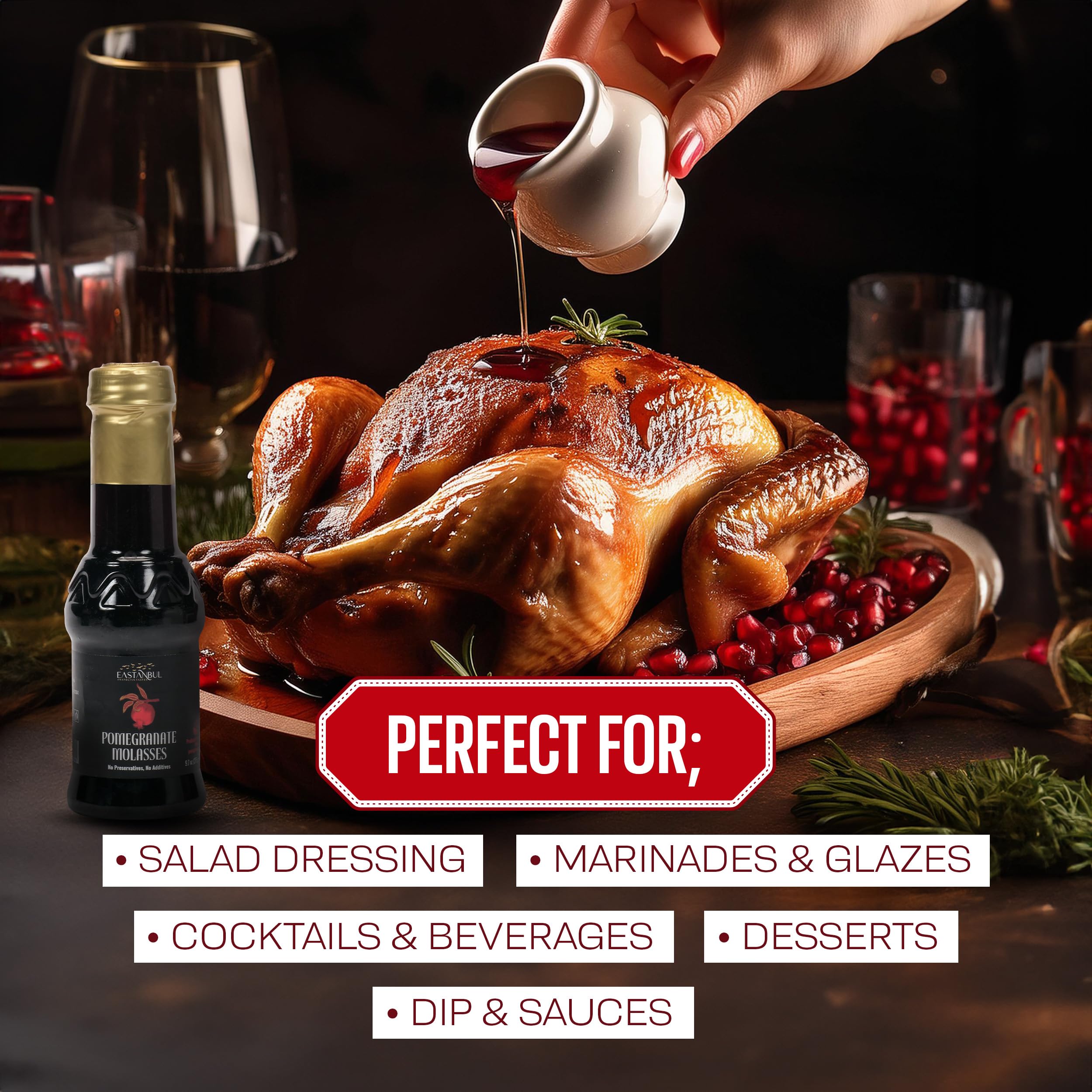 Eastanbul Pomegranate Molasses glaze on roasted vegetables adds depth