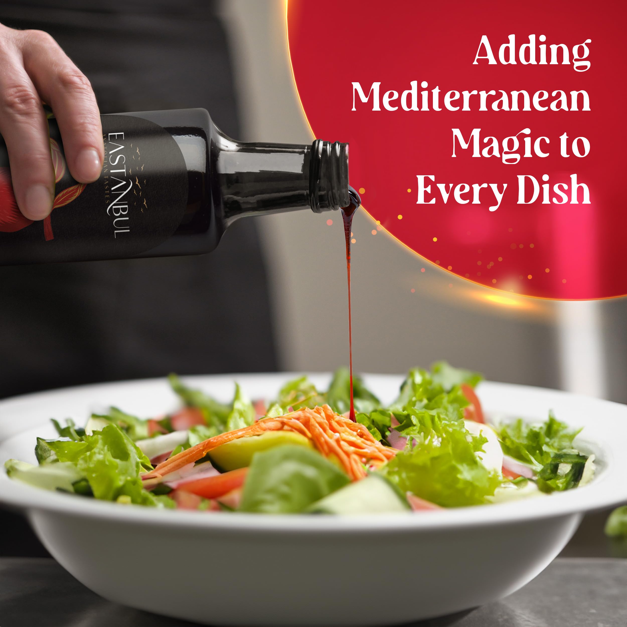 Mediterranean-inspired dish finished with Eastanbul molasses drizzle.