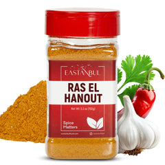 Eastanbul Ras El Hanout spice bottle with shaker for easy seasoning.