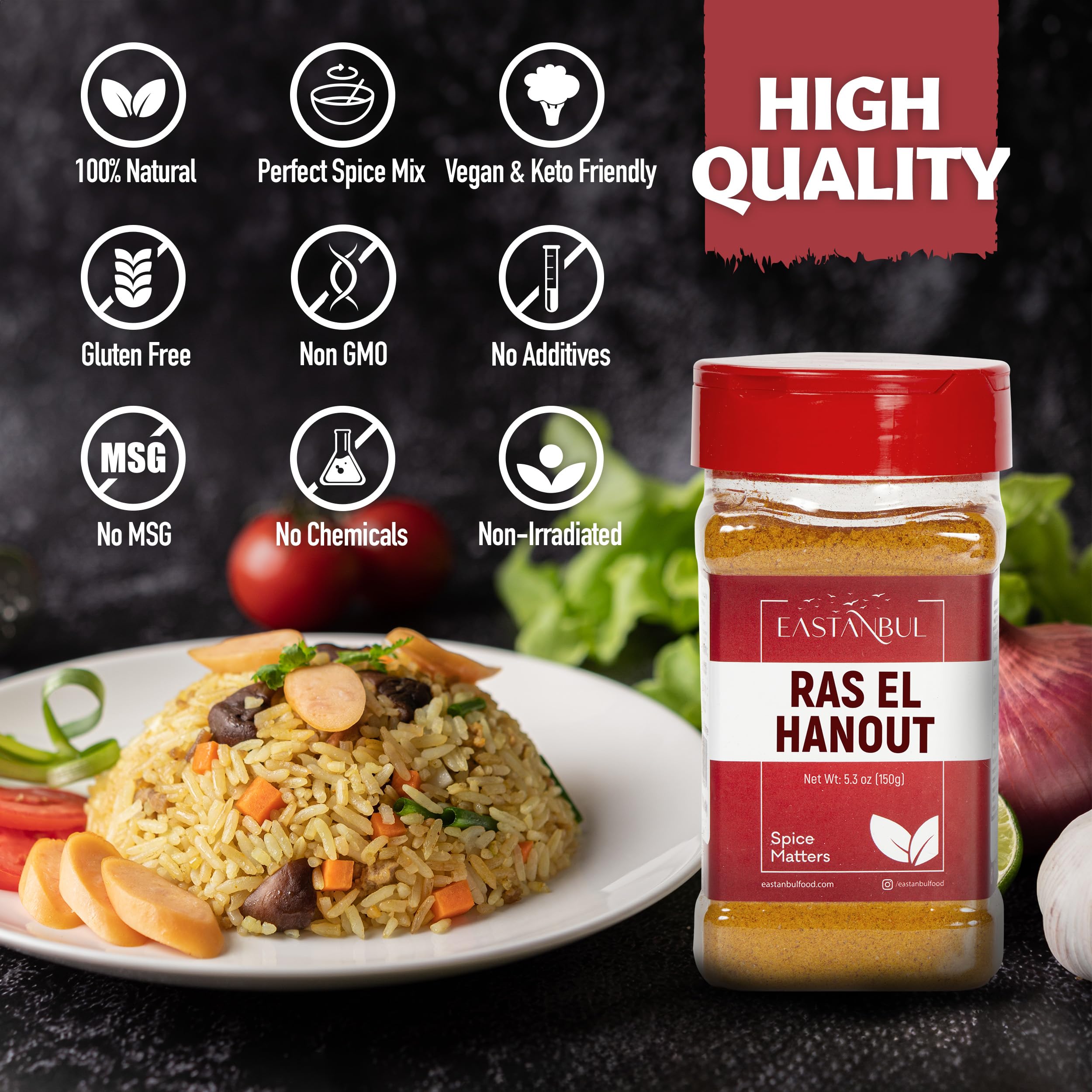 Eastanbul Ras El Hanout featured with tagine for authentic flavor.