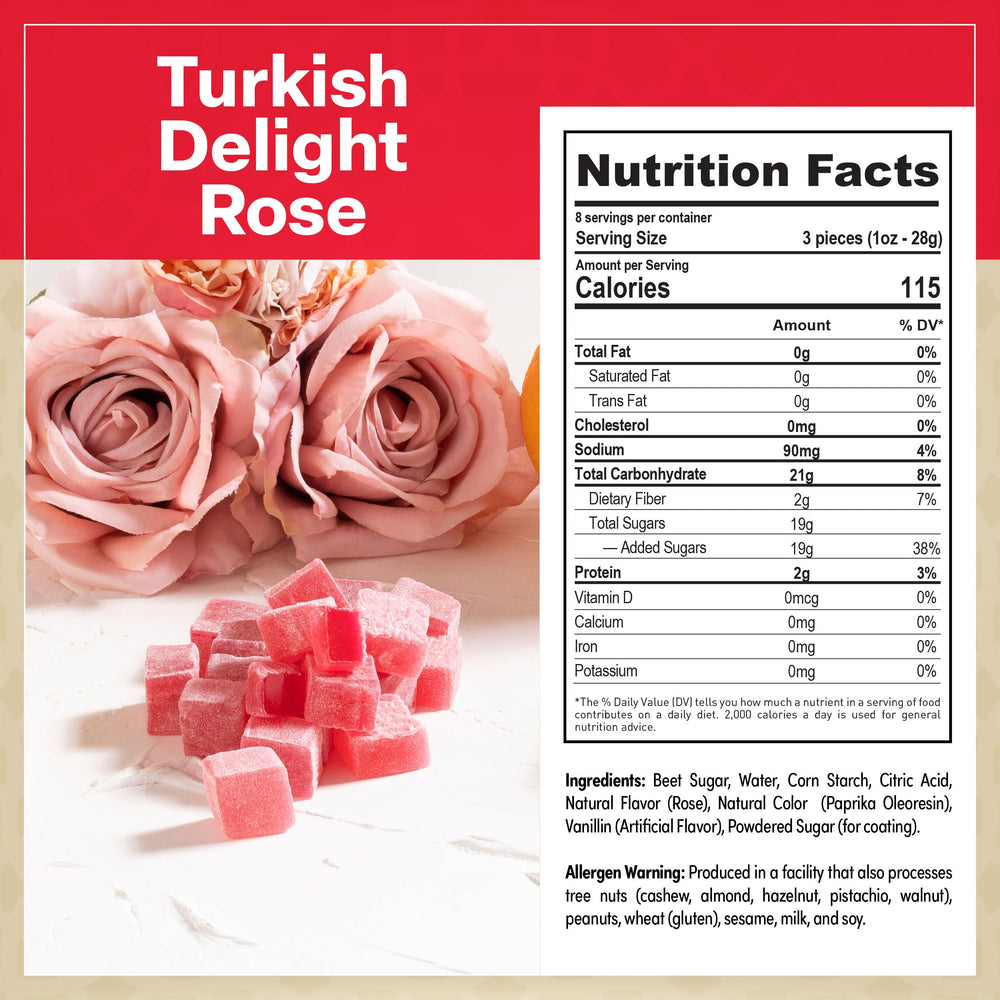 Eastanbul Rose Turkish Delight close-up highlighting chewy texture.