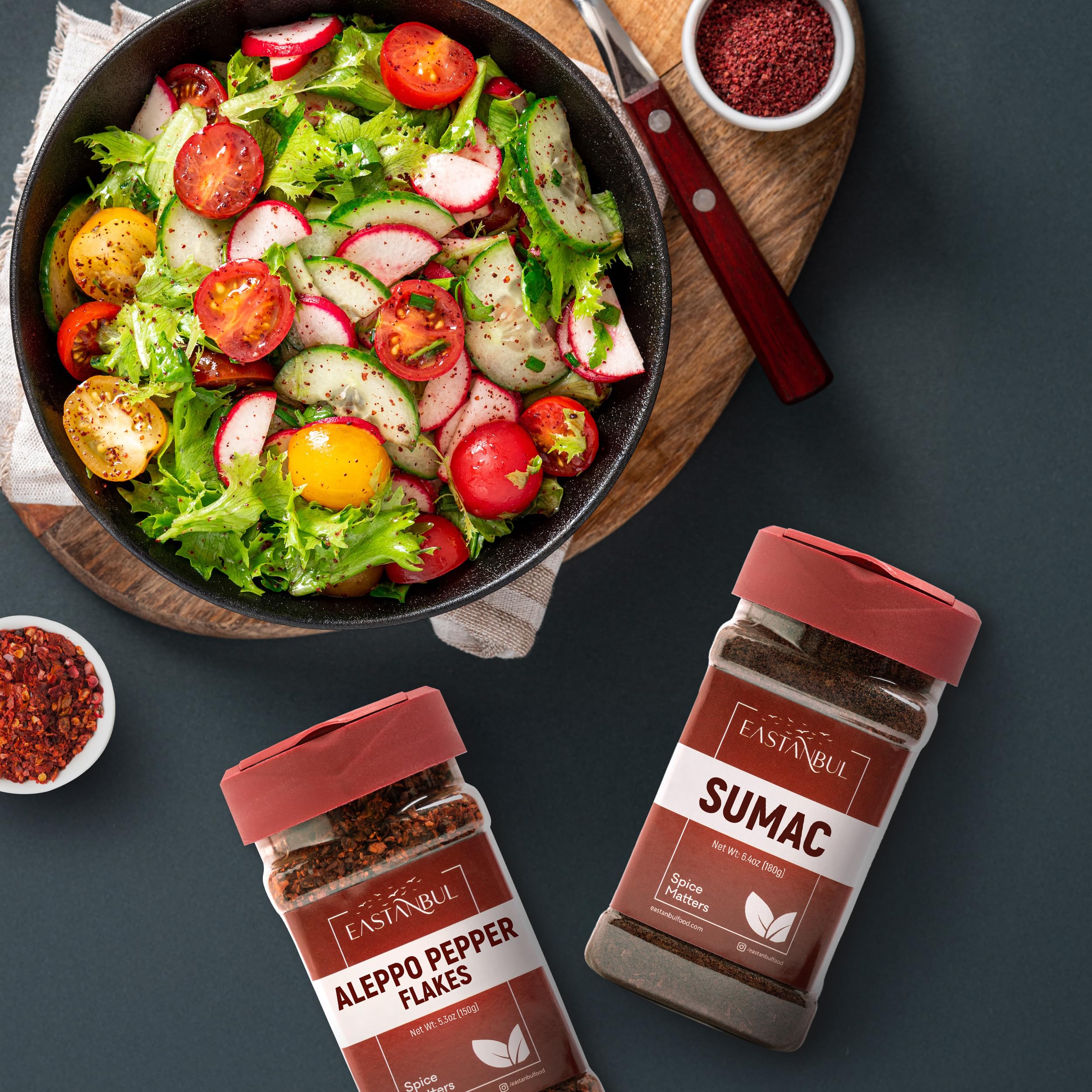 Eastanbul Salad Dips with Sumac for refreshing dressings
