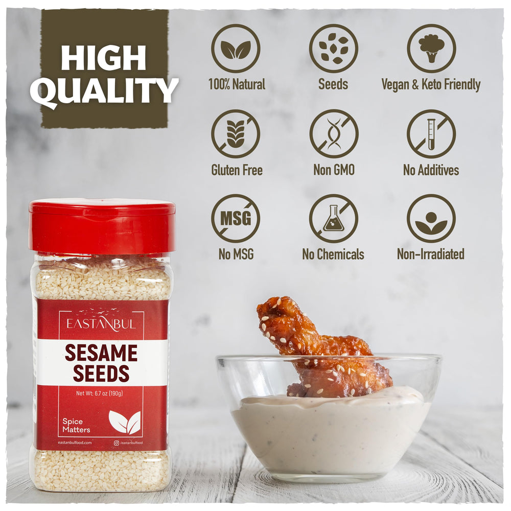 Eastanbul sesame seeds in baking bowl ready to top cookies